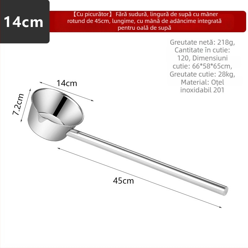 Lingură de apă din oțel inoxidabil, mâner lung integrat, Kevan
