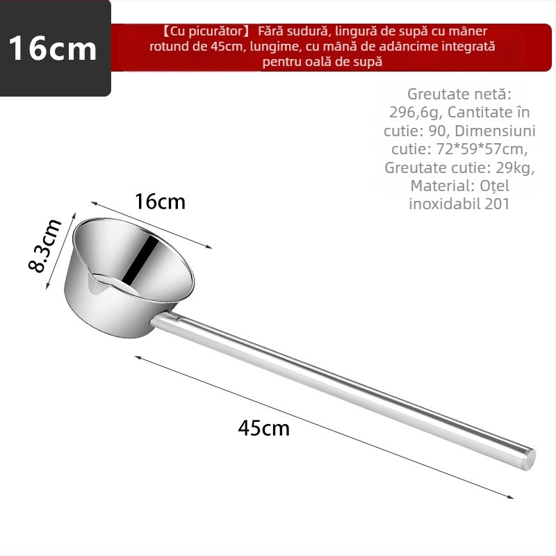 Lingură de apă din oțel inoxidabil, mâner lung integrat, Kevan