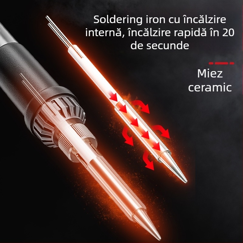 Delixi Fier de lipit cu încălzire internă – set pentru uz casnic, temperatură reglabilă, element de încălzire ceramic, pentru lipire, dezlipire и pyrogravură