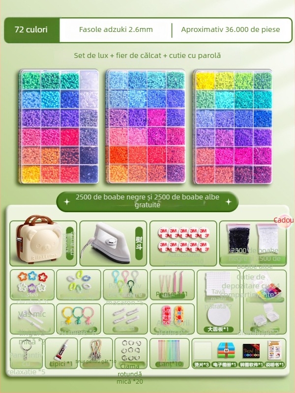 Kit DIY cu mărgele Perler – Puzzle 3D handmade pentru a alina plictiseala; dezvoltă abilități mentale, coordonarea mână-ochi și dezvoltare senzorială