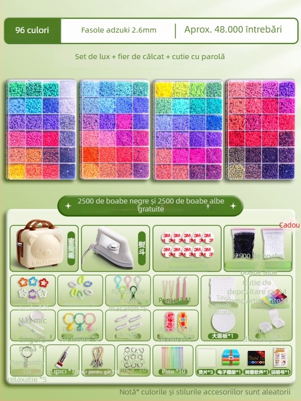 Kit DIY cu mărgele Perler – Puzzle 3D handmade pentru a alina plictiseala; dezvoltă abilități mentale, coordonarea mână-ochi și dezvoltare senzorială