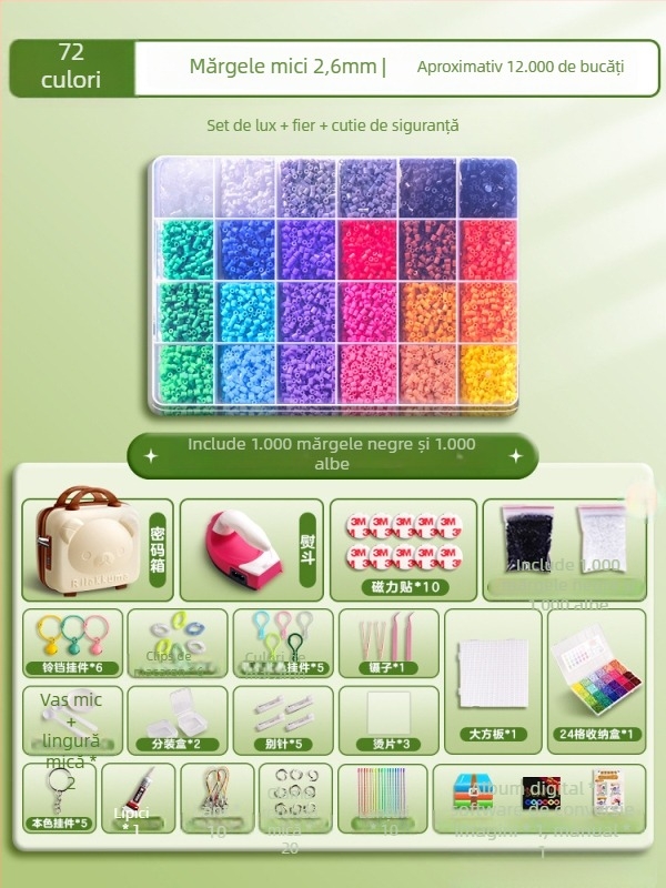 Set DIY din mărgele pentru puzzle 3D cu masă de demontare/montaj – Material 3283617; pentru vârsta 14+; stimulează dezvoltarea intelectuală și coordonarea mână-ochi