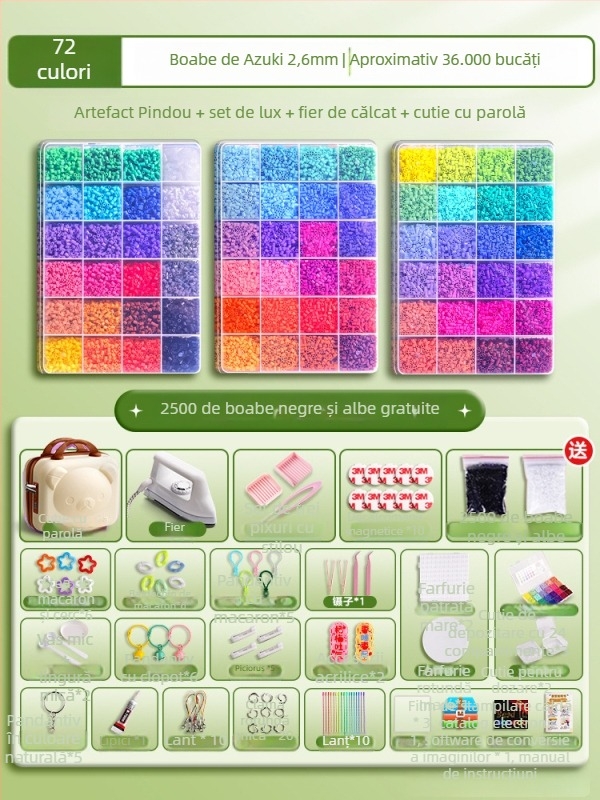 Set DIY din mărgele pentru puzzle 3D cu masă de demontare/montaj – Material 3283617; pentru vârsta 14+; stimulează dezvoltarea intelectuală și coordonarea mână-ochi