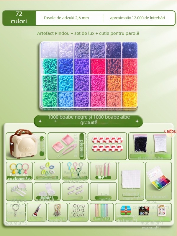 Kit DIY mozaic cu mărgele, masă pentru asamblare/dezasamblare, ghid video inclus, material 3283617, pentru vârsta 14+, lacăt