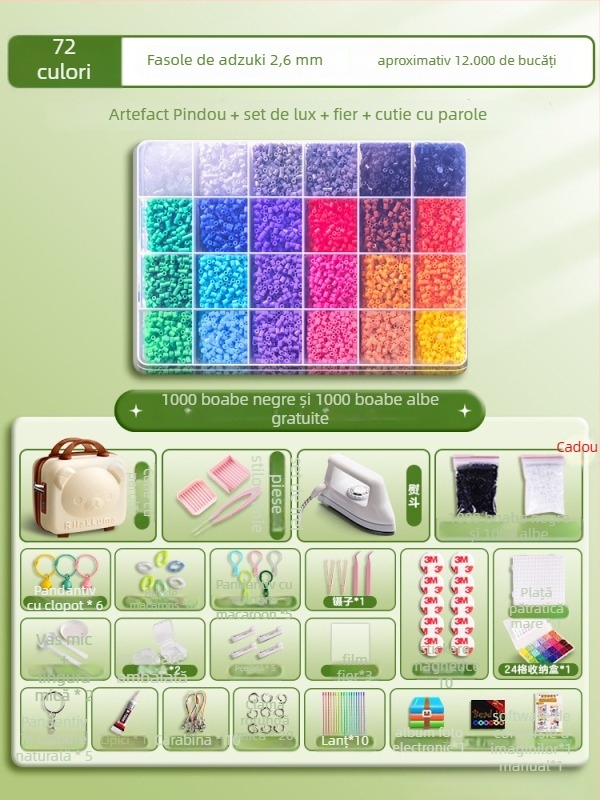 Kit DIY mozaic cu mărgele, masă pentru asamblare/dezasamblare, ghid video inclus, material 3283617, pentru vârsta 14+, lacăt