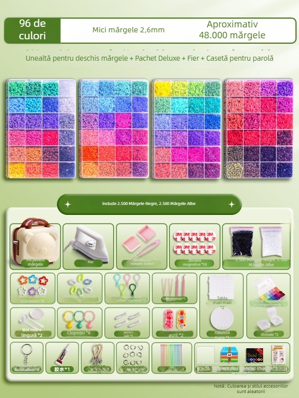 Kit DIY mozaic cu mărgele, masă pentru asamblare/dezasamblare, ghid video inclus, material 3283617, pentru vârsta 14+, lacăt