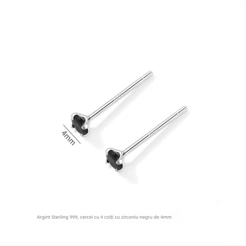 Cercei cu diamante, S999 argint pur, argint Sterling, design geometric, stil nișă