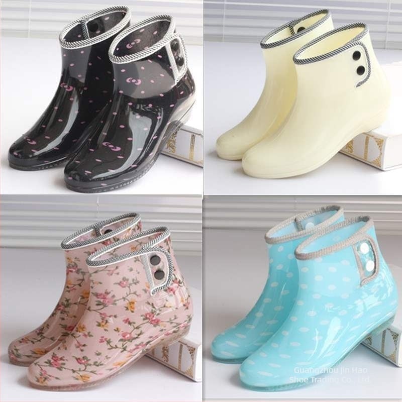 Cizme de ploaie din PVC pentru femei, căptușite cu fleece, înălțime scurtă, impermeabile, antiderapante, pantofi de grădină (partea superioară PVC; înălțime scurtă; căptușeală fleece; impermeabil; antiderapant)