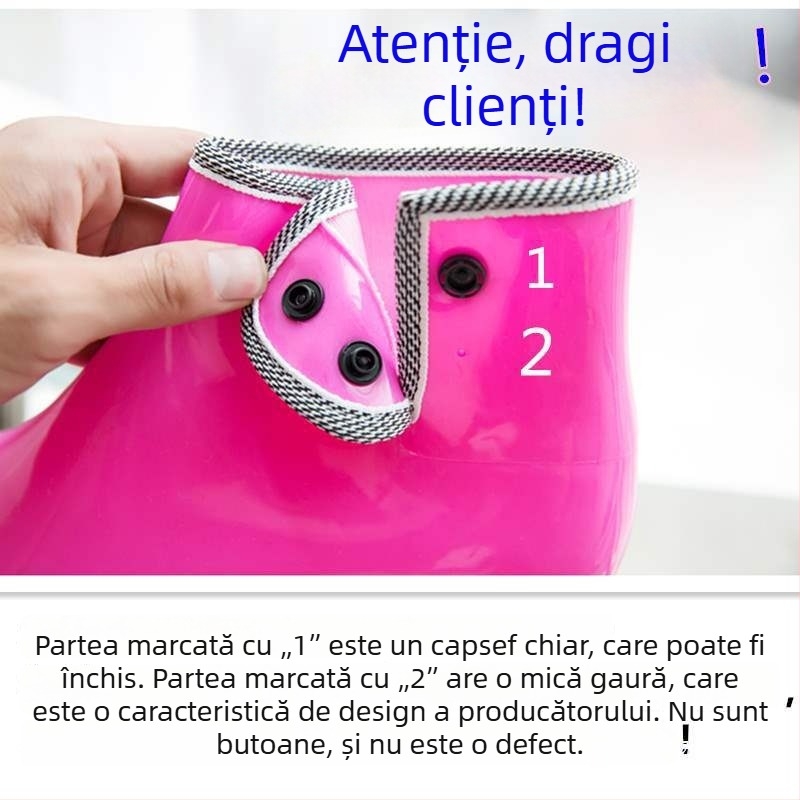 Cizme de ploaie din PVC pentru femei, căptușite cu fleece, înălțime scurtă, impermeabile, antiderapante, pantofi de grădină (partea superioară PVC; înălțime scurtă; căptușeală fleece; impermeabil; antiderapant)