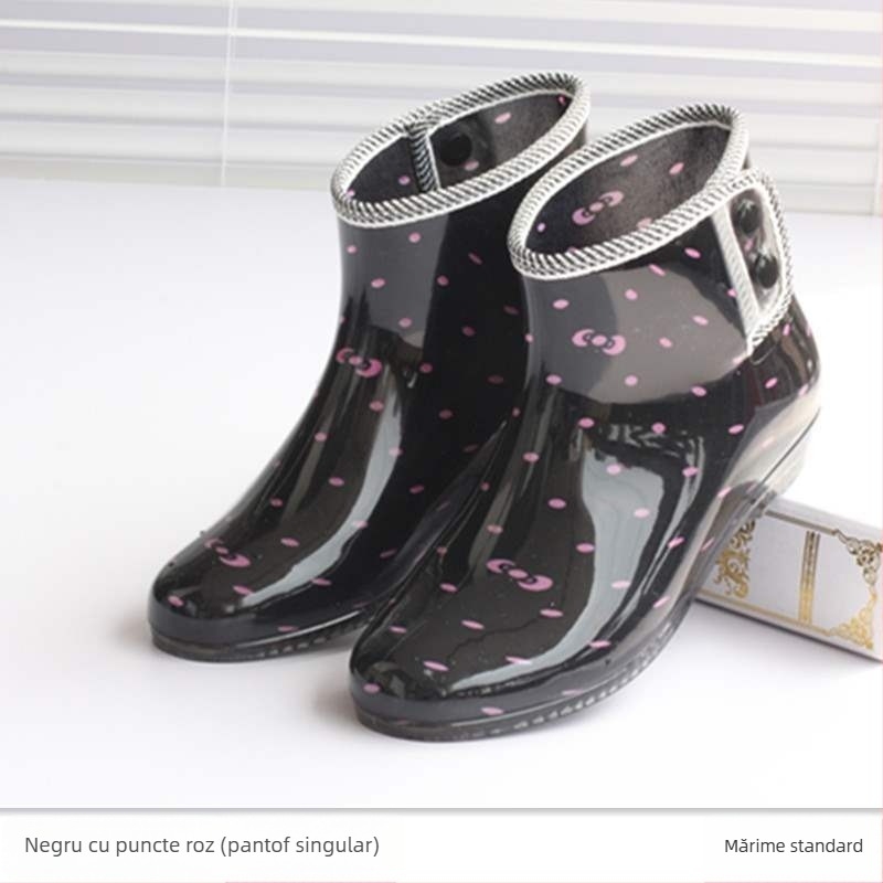 Cizme de ploaie din PVC pentru femei, căptușite cu fleece, înălțime scurtă, impermeabile, antiderapante, pantofi de grădină (partea superioară PVC; înălțime scurtă; căptușeală fleece; impermeabil; antiderapant)