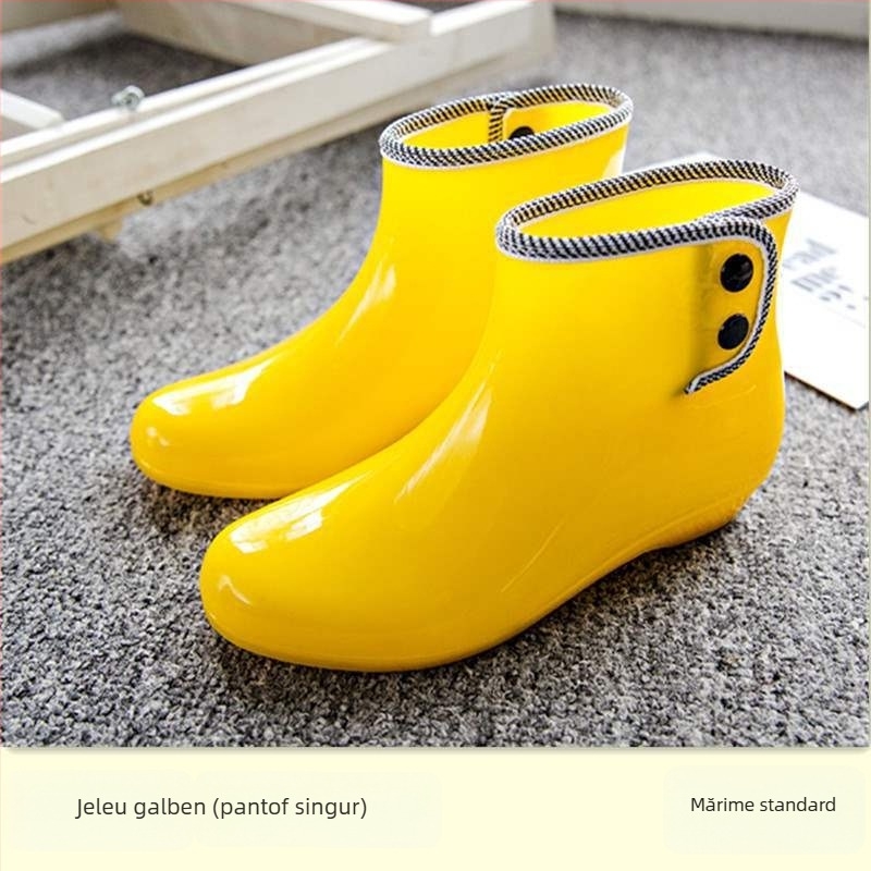 Cizme de ploaie din PVC pentru femei, căptușite cu fleece, înălțime scurtă, impermeabile, antiderapante, pantofi de grădină (partea superioară PVC; înălțime scurtă; căptușeală fleece; impermeabil; antiderapant)