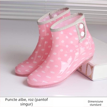 Ghete de ploaie pentru femei, partea superioară din PVC, impermeabile, căptuțite cu fleece, talpă antiderapantă, înălțime mică