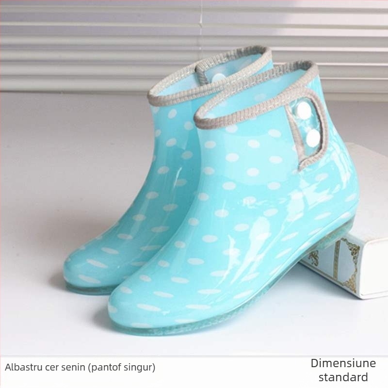 Ghete de ploaie pentru femei, partea superioară din PVC, impermeabile, căptuțite cu fleece, talpă antiderapantă, înălțime mică