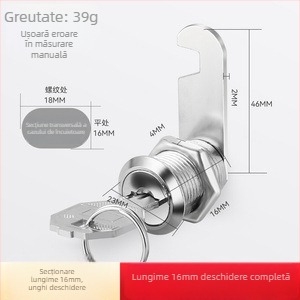 Cilindru de încuietoare pentru fișiere și dulapuri metalice — Model M-75, aliaj de zinc, stil modern minimalist