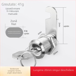 Cilindru de încuietoare pentru fișiere și dulapuri metalice — Model M-75, aliaj de zinc, stil modern minimalist