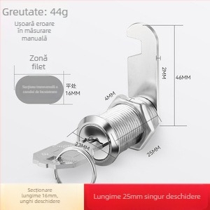 Cilindru de încuietoare pentru fișiere și dulapuri metalice — Model M-75, aliaj de zinc, stil modern minimalist