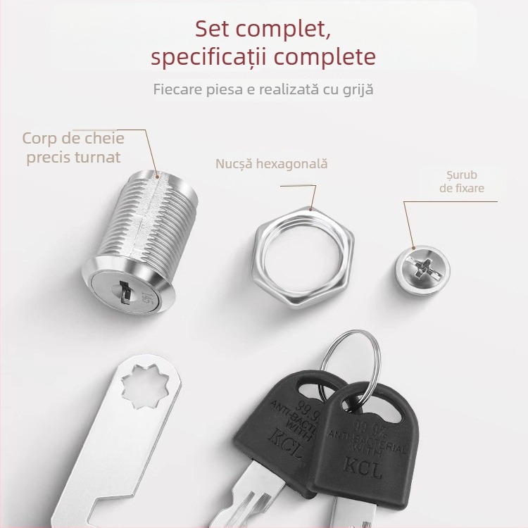 Cilindru de încuietoare pentru fișiere și dulapuri metalice — Model M-75, aliaj de zinc, stil modern minimalist