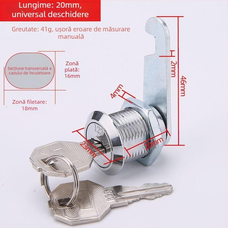 Cilindru de încuietoare pentru fișiere și dulapuri metalice — Model M-75, aliaj de zinc, stil modern minimalist