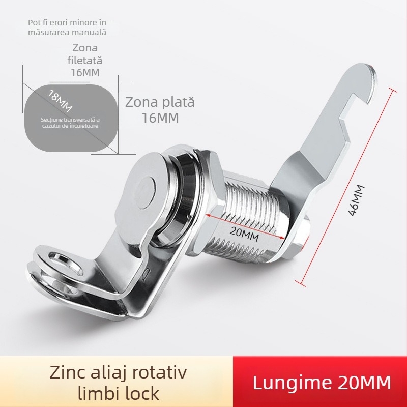 Cilindru de încuietoare pentru fișiere și dulapuri metalice — Model M-75, aliaj de zinc, stil modern minimalist