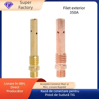 Bară de conectare pentru sudură cu gaz, 200A/350A/500A, filet interior și exterior, alamă și cupru