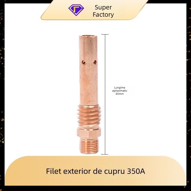 Bară de conectare pentru sudură cu gaz, 200A/350A/500A, filet interior și exterior, alamă și cupru