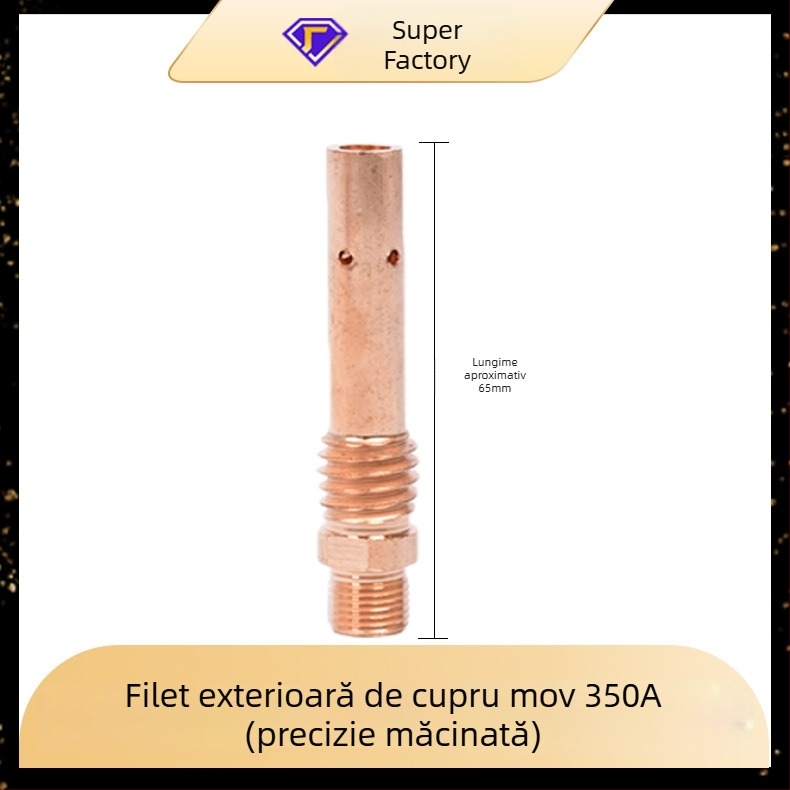 Bară de conectare pentru sudură cu gaz, 200A/350A/500A, filet interior și exterior, alamă și cupru