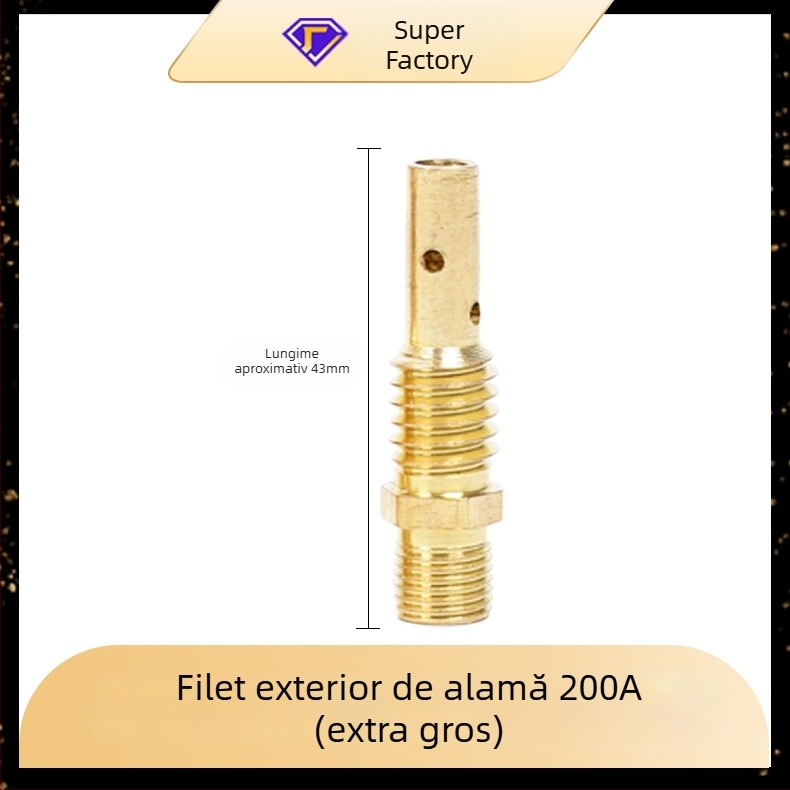 Bară de conectare pentru sudură cu gaz, 200A/350A/500A, filet interior și exterior, alamă și cupru