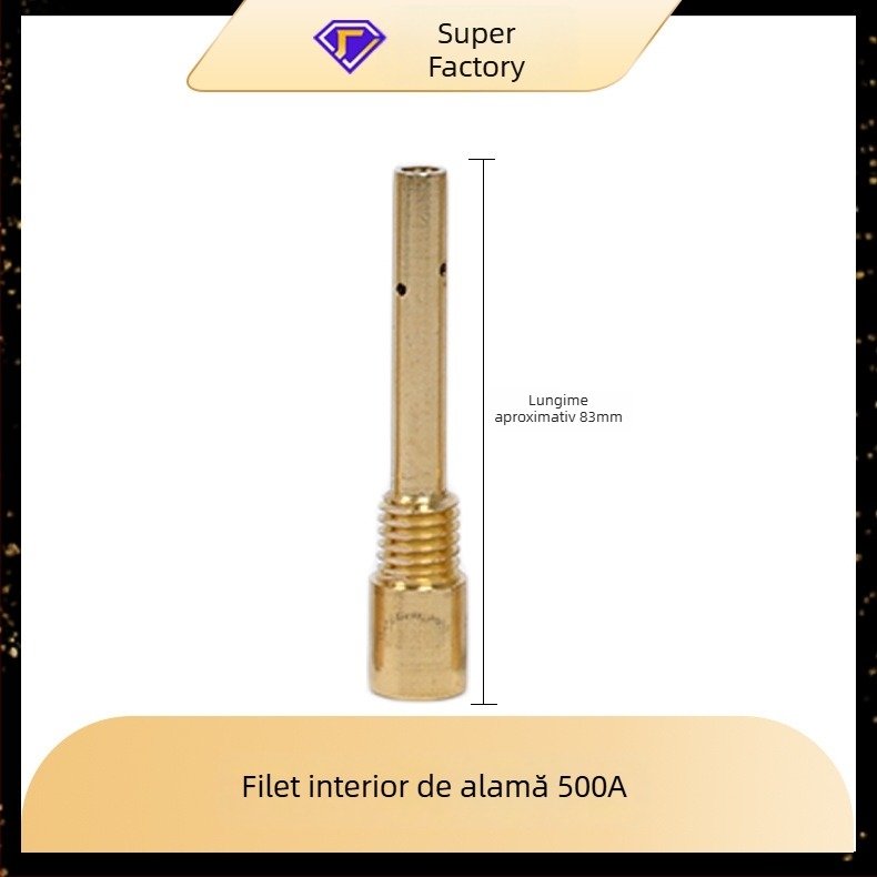 Bară de conectare pentru sudură cu gaz, 200A/350A/500A, filet interior și exterior, alamă și cupru