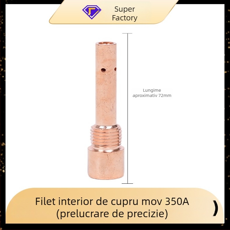 Bară de conectare pentru sudură cu gaz, 200A/350A/500A, filet interior și exterior, alamă și cupru