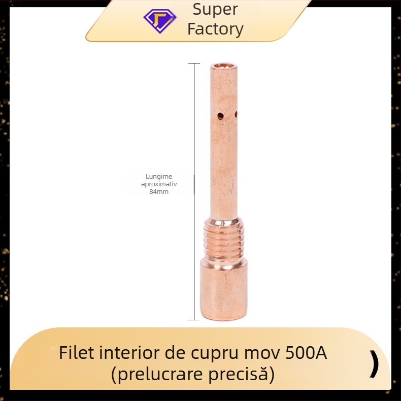Bară de conectare pentru sudură cu gaz, 200A/350A/500A, filet interior și exterior, alamă și cupru