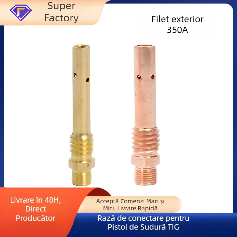 Bară de conectare pentru sudură cu gaz, 200A/350A/500A, filet interior și exterior, alamă și cupru
