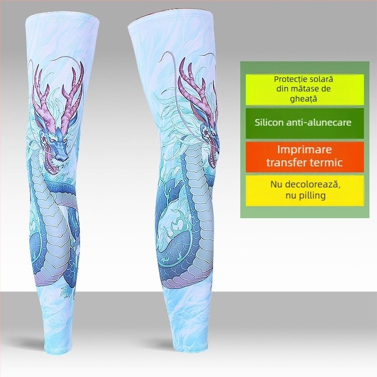 Manșete sportive pentru picioare și tălpi cu protecție UV, design lung, material Lycra-Spandex, pentru pescuit, ciclism și baschet