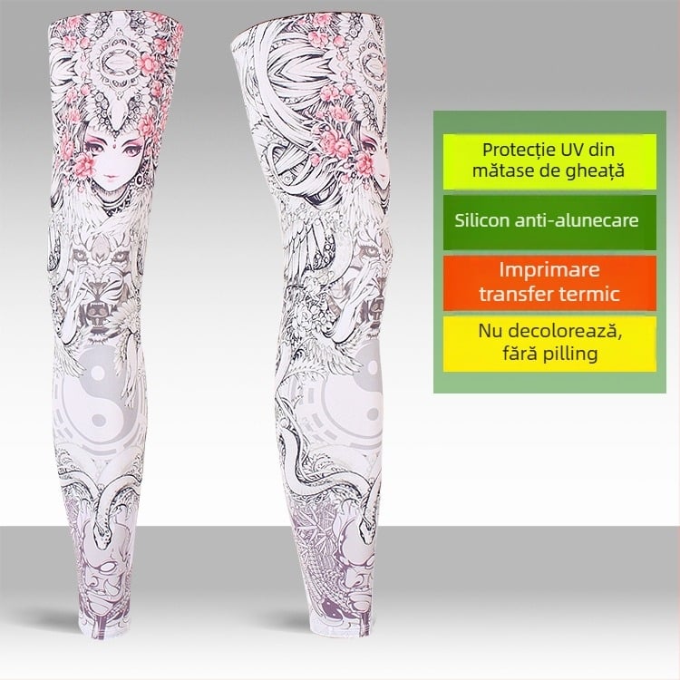 Manșete sportive pentru picioare și tălpi cu protecție UV, design lung, material Lycra-Spandex, pentru pescuit, ciclism și baschet