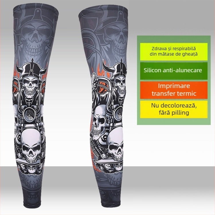 Manșete sportive pentru picioare și tălpi cu protecție UV, design lung, material Lycra-Spandex, pentru pescuit, ciclism și baschet