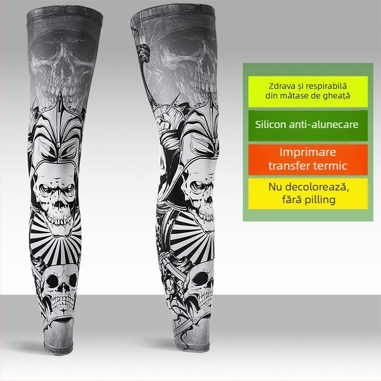 Manșete sportive pentru picioare și tălpi cu protecție UV, design lung, material Lycra-Spandex, pentru pescuit, ciclism și baschet