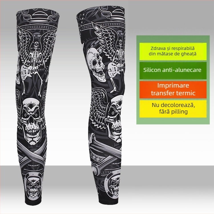 Manșete sportive pentru picioare și tălpi cu protecție UV, design lung, material Lycra-Spandex, pentru pescuit, ciclism și baschet