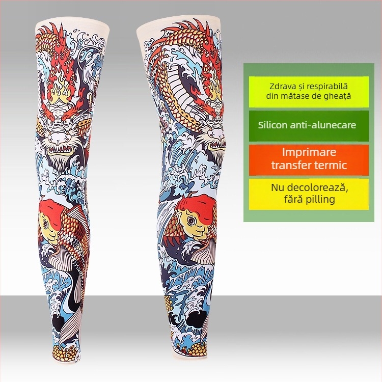 Manșete sportive pentru picioare și tălpi cu protecție UV, design lung, material Lycra-Spandex, pentru pescuit, ciclism și baschet