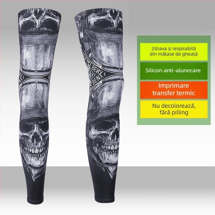 Manșete sportive pentru picioare și tălpi cu protecție UV, design lung, material Lycra-Spandex, pentru pescuit, ciclism și baschet