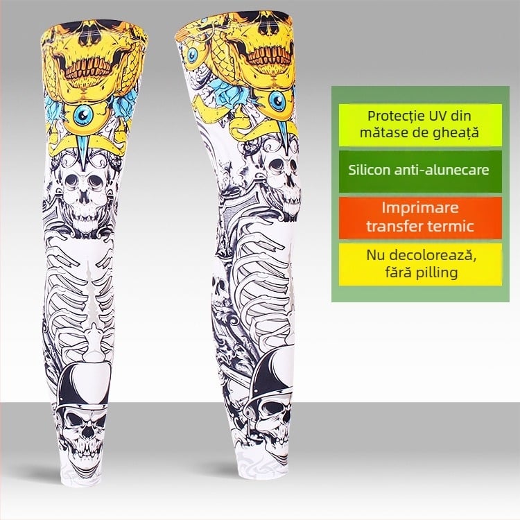 Manșete sportive pentru picioare și tălpi cu protecție UV, design lung, material Lycra-Spandex, pentru pescuit, ciclism și baschet