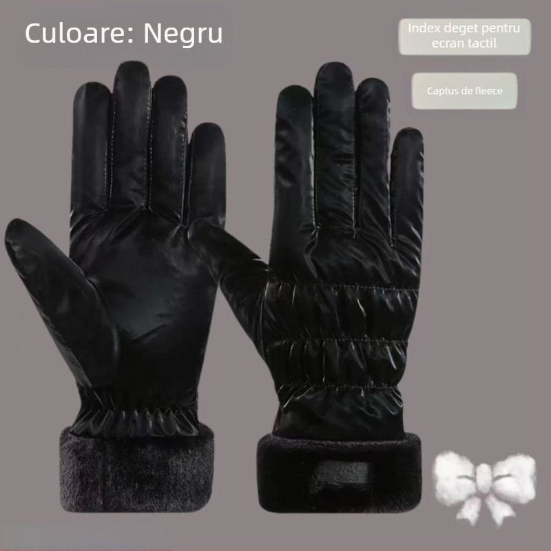 Mănuși de iarnă pentru femei, din material textil, impermeabile, uni, textură embosată
