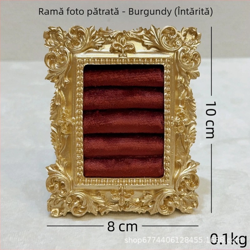 Suport pentru bijuterii vintage - structură metalică, înveliș velur, design pătrat, dintr-o singură piesă, artă metalică