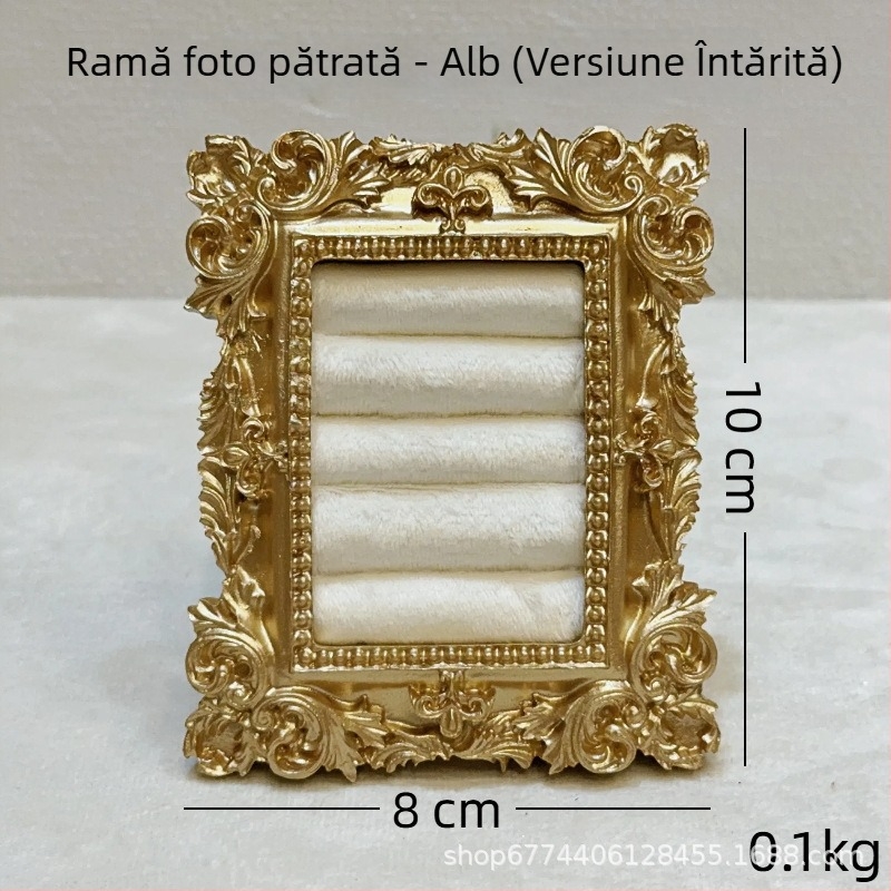 Suport pentru bijuterii vintage - structură metalică, înveliș velur, design pătrat, dintr-o singură piesă, artă metalică