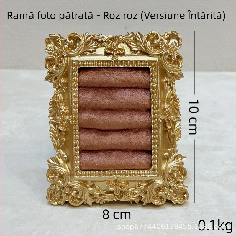 Suport pentru bijuterii vintage - structură metalică, înveliș velur, design pătrat, dintr-o singură piesă, artă metalică