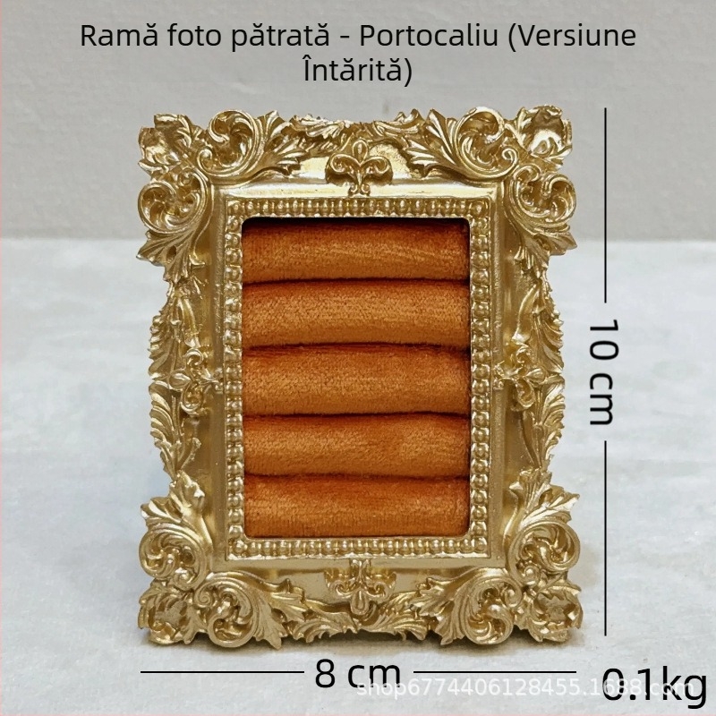 Suport pentru bijuterii vintage - structură metalică, înveliș velur, design pătrat, dintr-o singură piesă, artă metalică