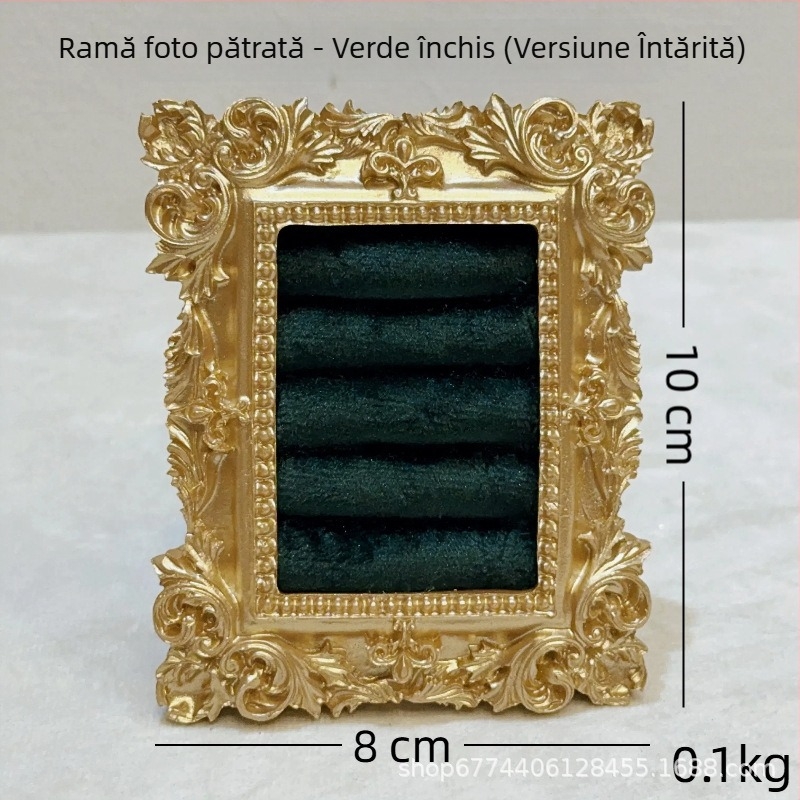 Suport pentru bijuterii vintage - structură metalică, înveliș velur, design pătrat, dintr-o singură piesă, artă metalică