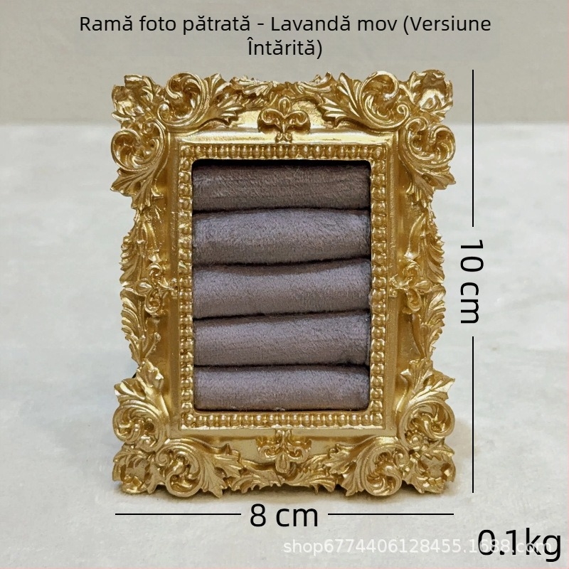 Suport pentru bijuterii vintage - structură metalică, înveliș velur, design pătrat, dintr-o singură piesă, artă metalică