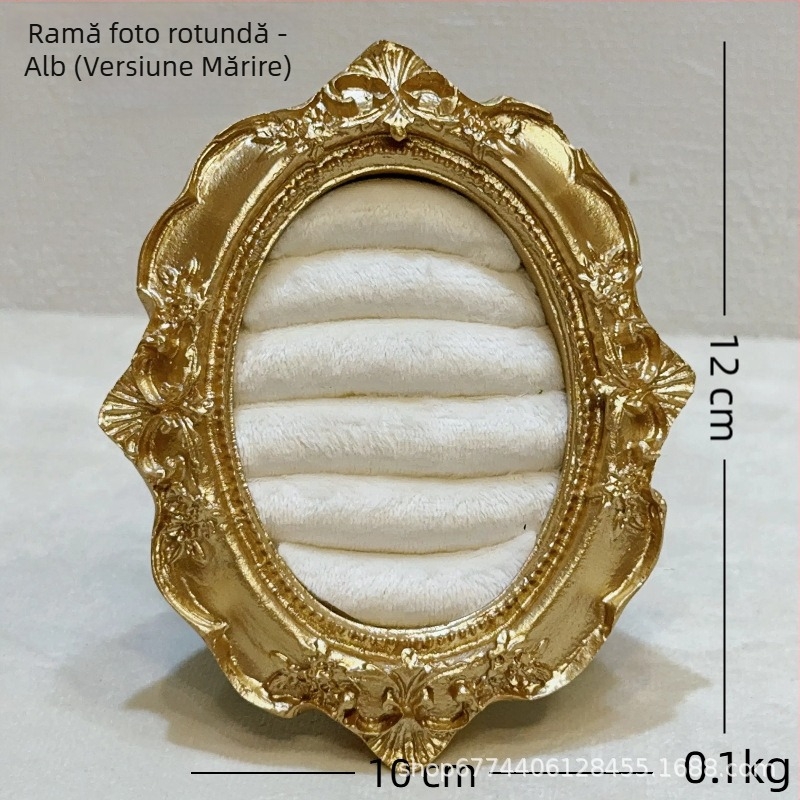 Suport pentru bijuterii vintage - structură metalică, înveliș velur, design pătrat, dintr-o singură piesă, artă metalică