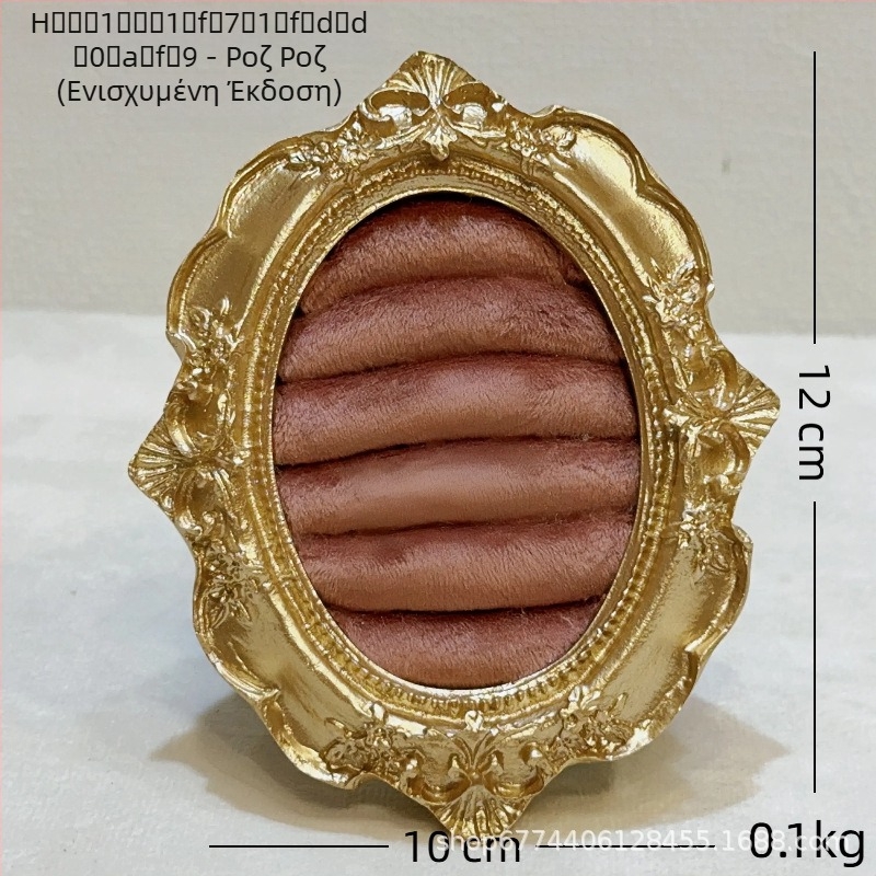 Suport pentru bijuterii vintage - structură metalică, înveliș velur, design pătrat, dintr-o singură piesă, artă metalică