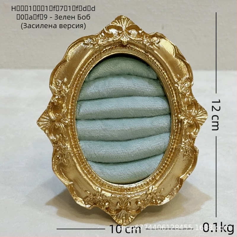 Suport pentru bijuterii vintage - structură metalică, înveliș velur, design pătrat, dintr-o singură piesă, artă metalică
