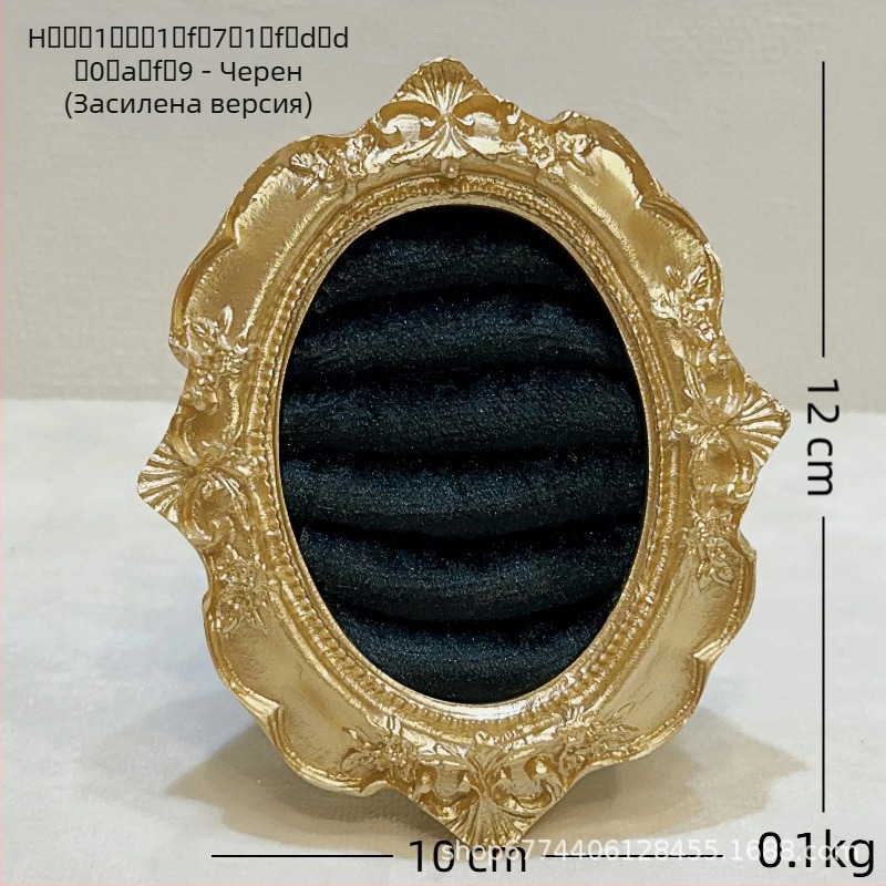 Suport pentru bijuterii vintage - structură metalică, înveliș velur, design pătrat, dintr-o singură piesă, artă metalică